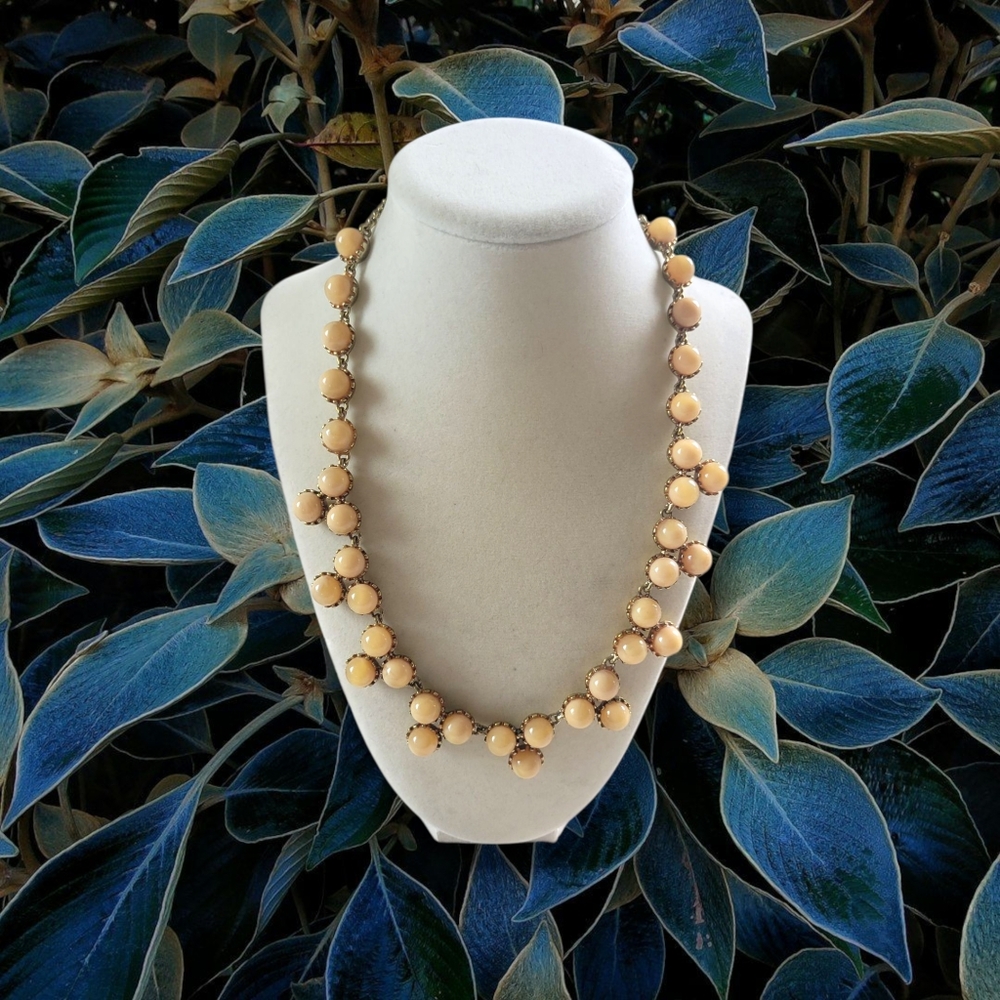 Ann Taylor | EUC Elegant 90s VTG Gold Tone Cream Bubble Bead Statement Necklace